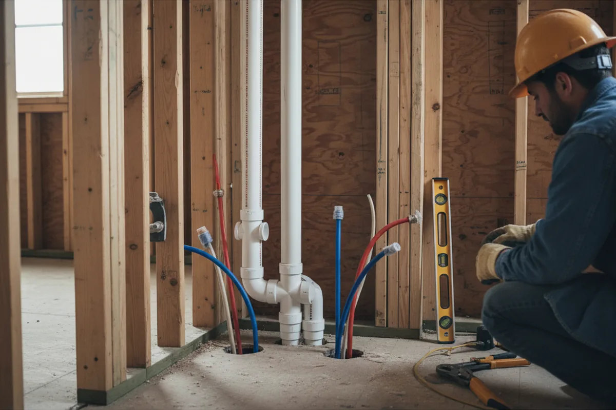 Drain and supply rough-in during Leak Detection in Lorimor