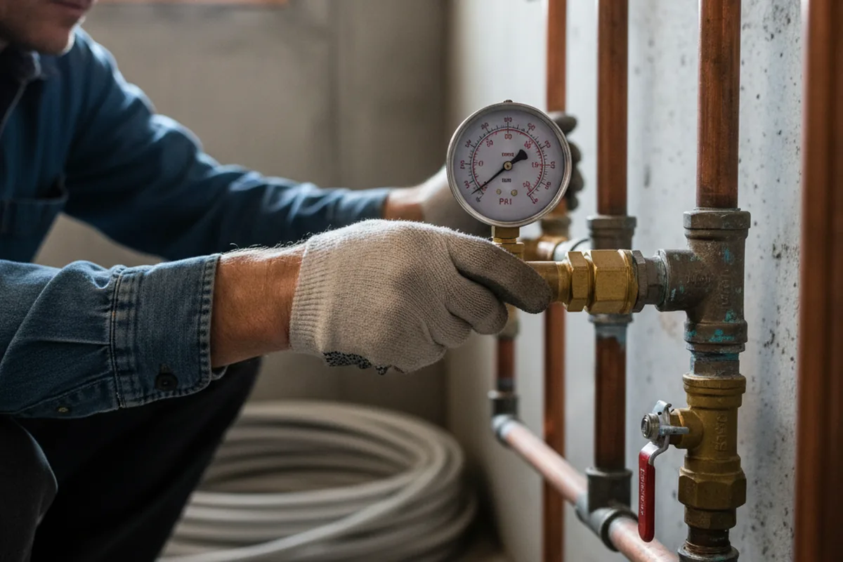 Pressure testing a repaired line during Water Line Repair in Lorimor